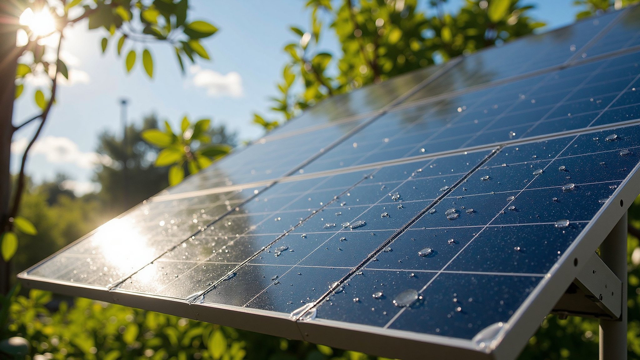 Solar panels on modern home